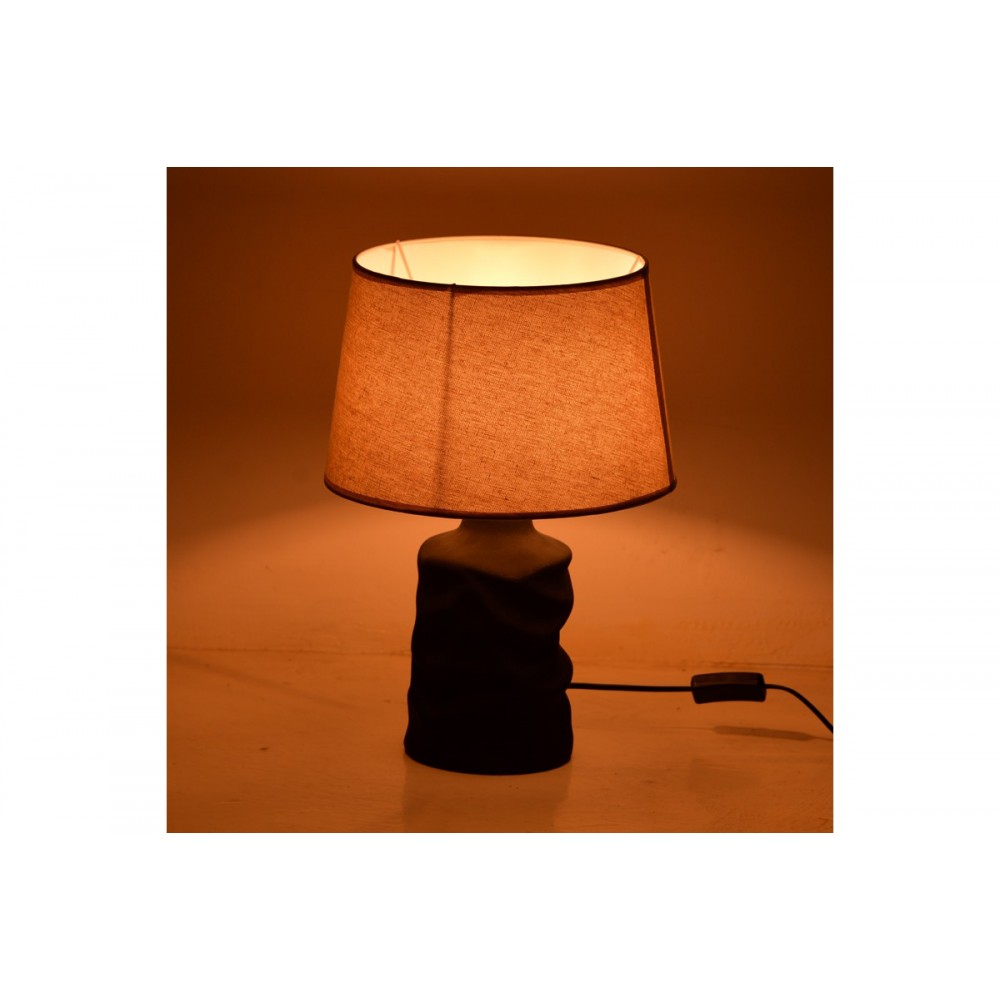 Επιτραπέζιο φωτιστικό "WABBI" από ύφασμα/κεραμικό σε χρώμα μαύρο/μπεζ Φ28x41