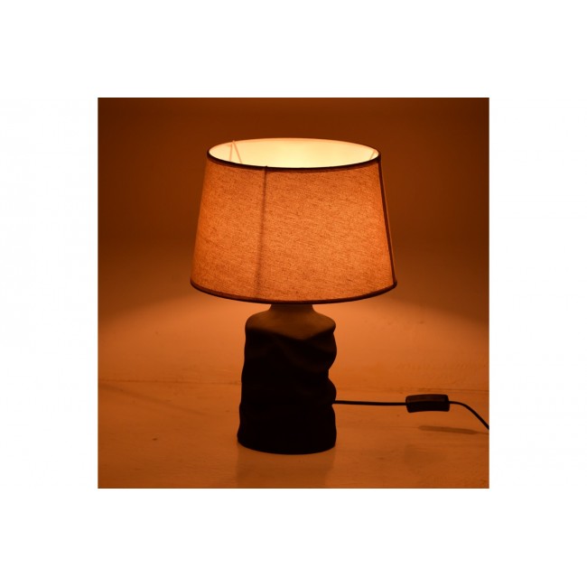 Επιτραπέζιο φωτιστικό "WABBI" από ύφασμα/κεραμικό σε χρώμα μαύρο/μπεζ Φ28x41