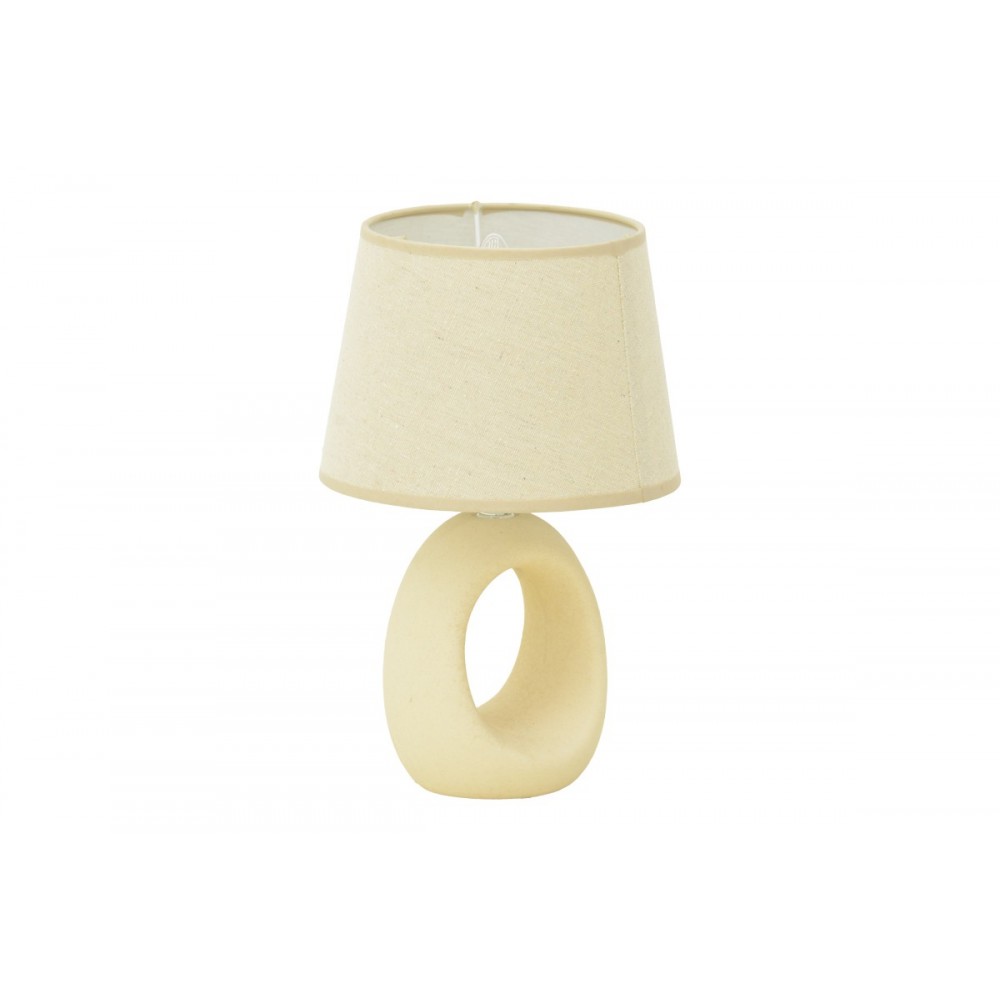 Επιτραπέζιο φωτιστικό "COLLIE" από ύφασμα/κεραμικό σε χρώμα μπεζ Φ18x29