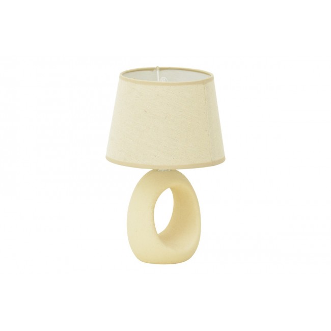 Επιτραπέζιο φωτιστικό "COLLIE" από ύφασμα/κεραμικό σε χρώμα μπεζ Φ18x29