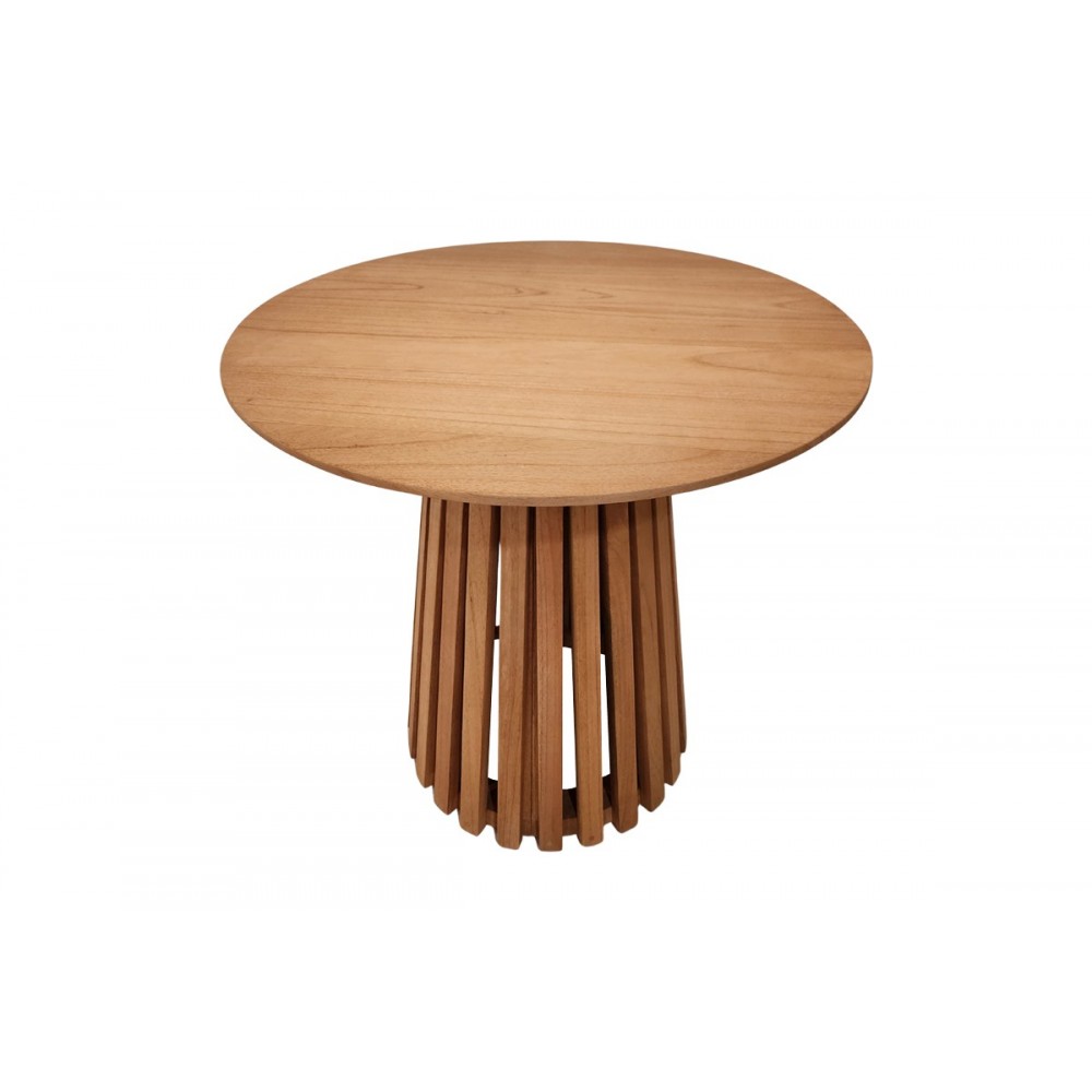 Τραπέζι "KENDA I" από ξύλο σε χρώμα φυσικό Φ80x75