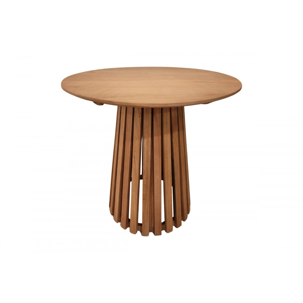 Τραπέζι "KENDA I" από ξύλο σε χρώμα φυσικό Φ80x75