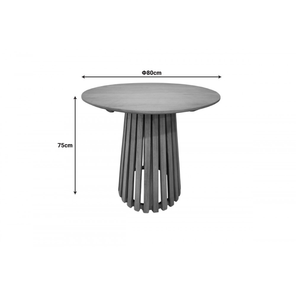 Τραπέζι "KENDA I" από ξύλο σε χρώμα φυσικό Φ80x75