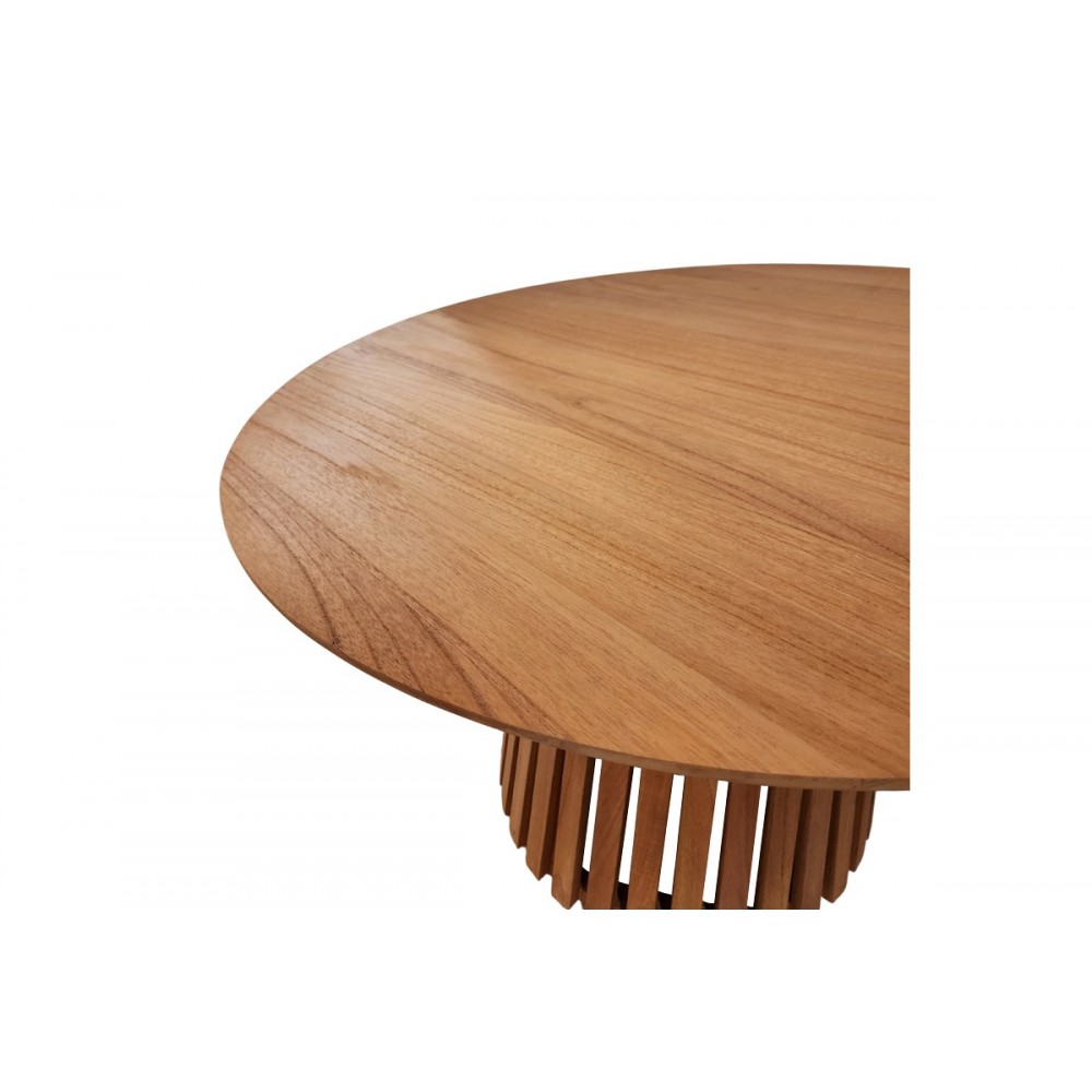 Τραπέζι "KENDA I" από ξύλο σε χρώμα φυσικό Φ120x75