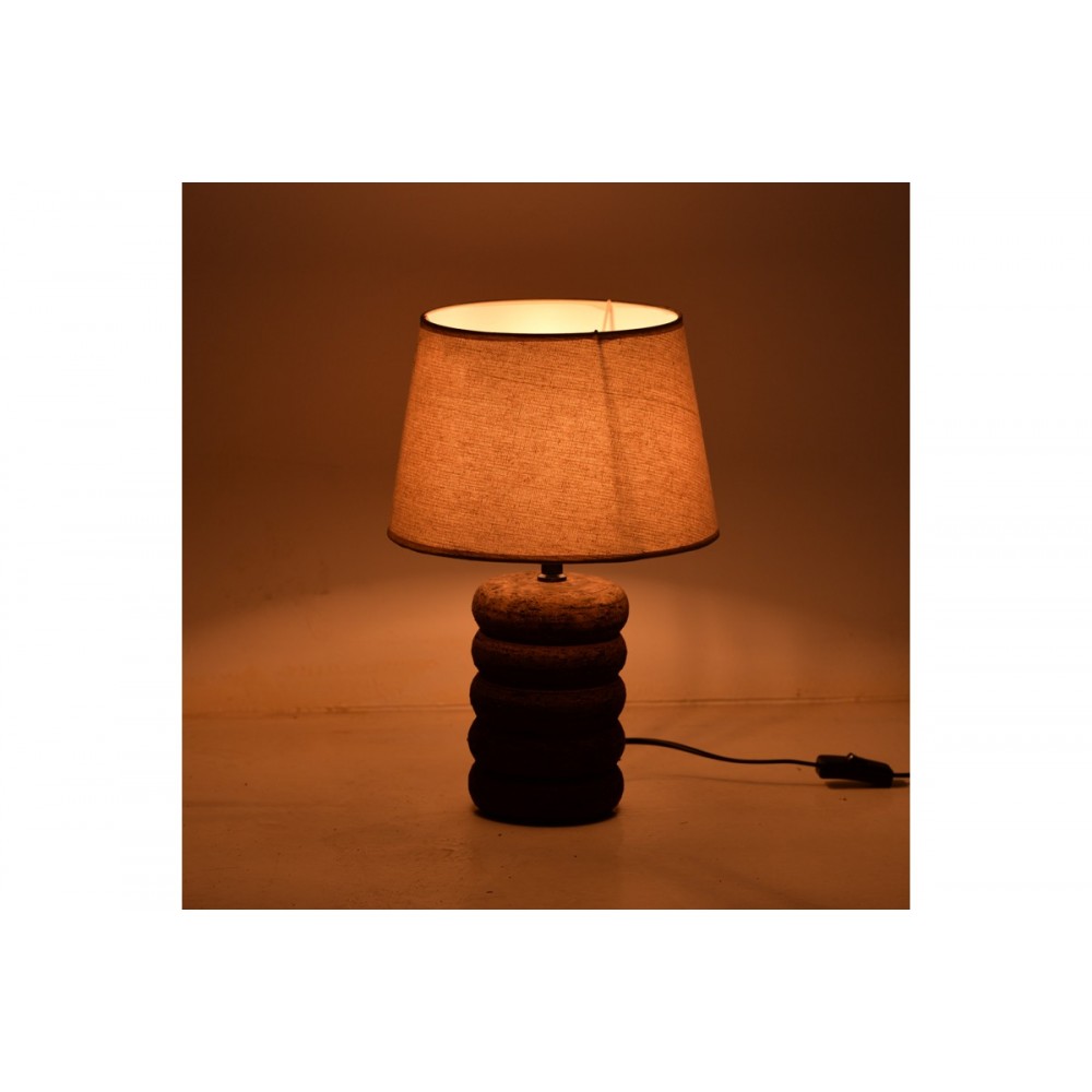 Επιτραπέζιο φωτιστικό "GRAIKE" από ύφασμα/κεραμικό σε χρώμα γκρι αντικέ/μπεζ Φ26x37