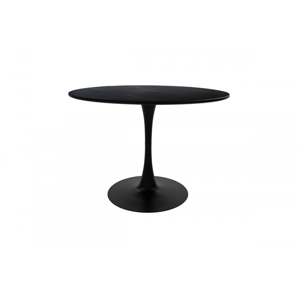 Τραπεζαρία 5τμχ "BALOU-NOOR" από mdf/ύφασμα σε χρώμα μαύρο Φ120x73