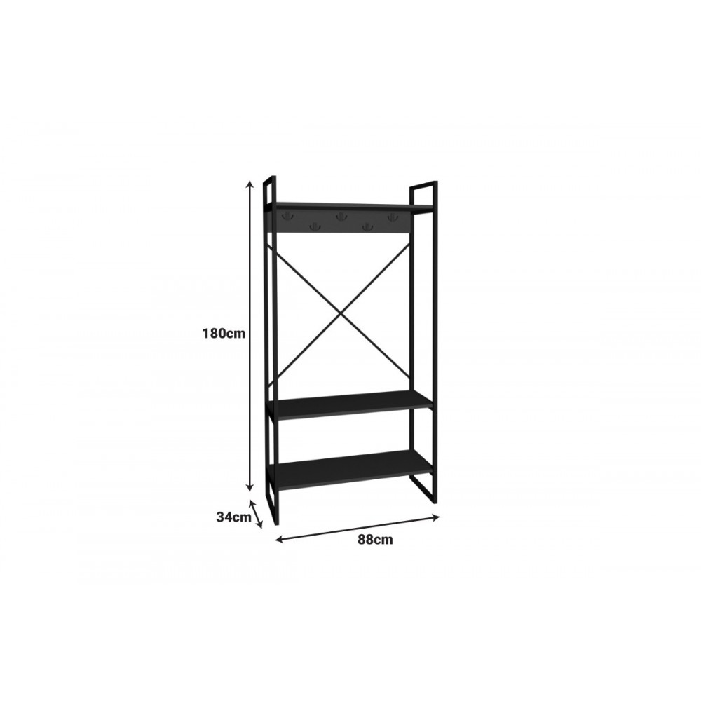 Έπιπλο εισόδου "LEVENTO" από μέταλλο σε χρώμα ανθρακί/μαύρο 88x34x180