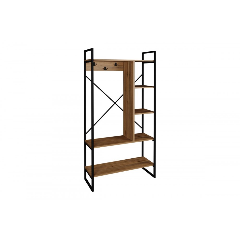 Έπιπλο εισόδου "FERANDA" από μέταλλο σε χρώμα oak/μαύρο 88x34x180