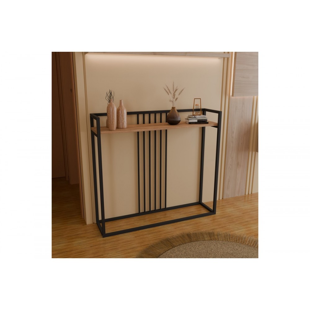 Κονσόλα "CONVIDA" από μέταλλο σε χρώμα oak/μαύρο 100x25x90