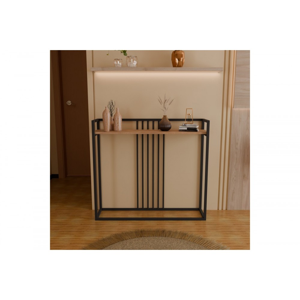 Κονσόλα "CONVIDA" από μέταλλο σε χρώμα oak/μαύρο 100x25x90