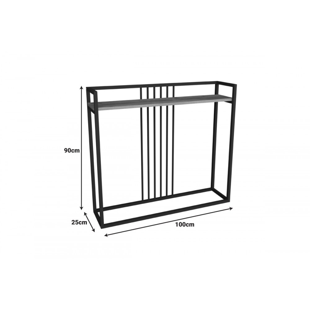Κονσόλα "CONVIDA" από μέταλλο σε χρώμα oak/μαύρο 100x25x90