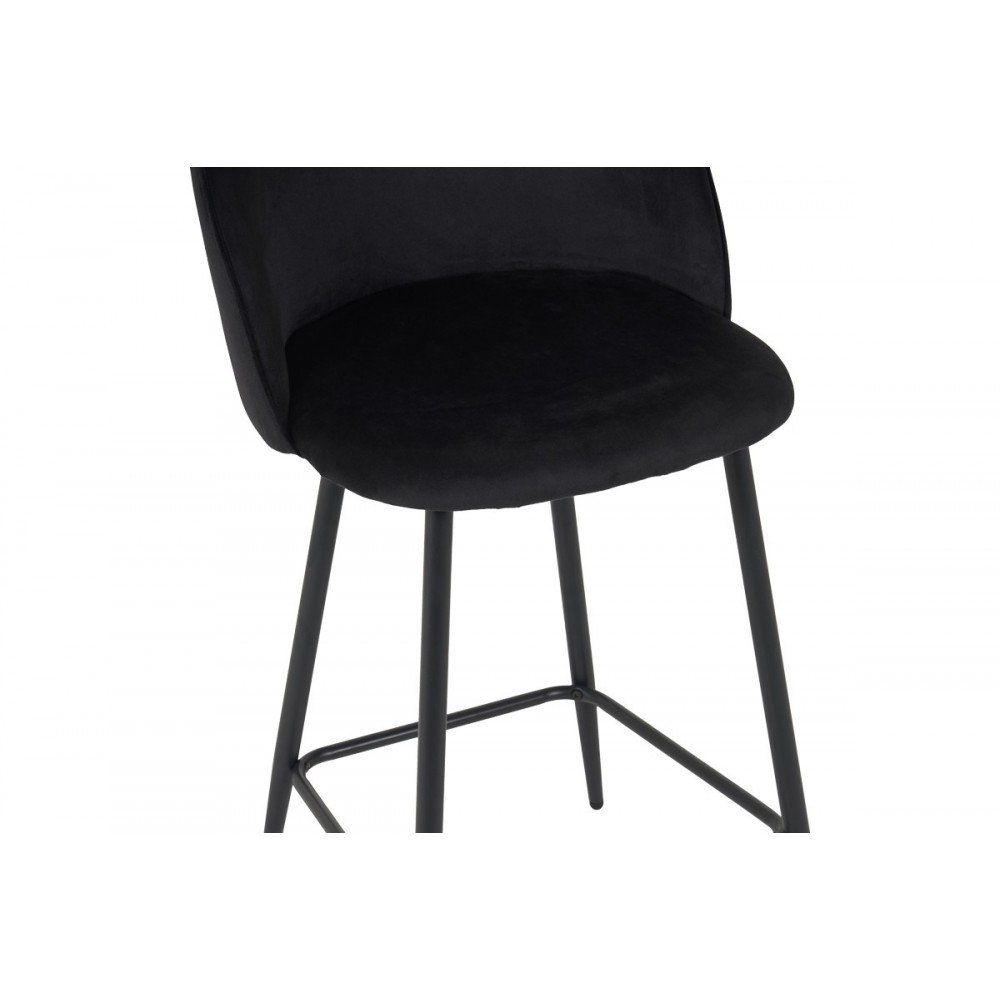 Σκαμπό μπαρ "PERCH" μεσαίου ύψους από βελούδο/μέταλλο σε χρώμα μαύρο 50x43x99