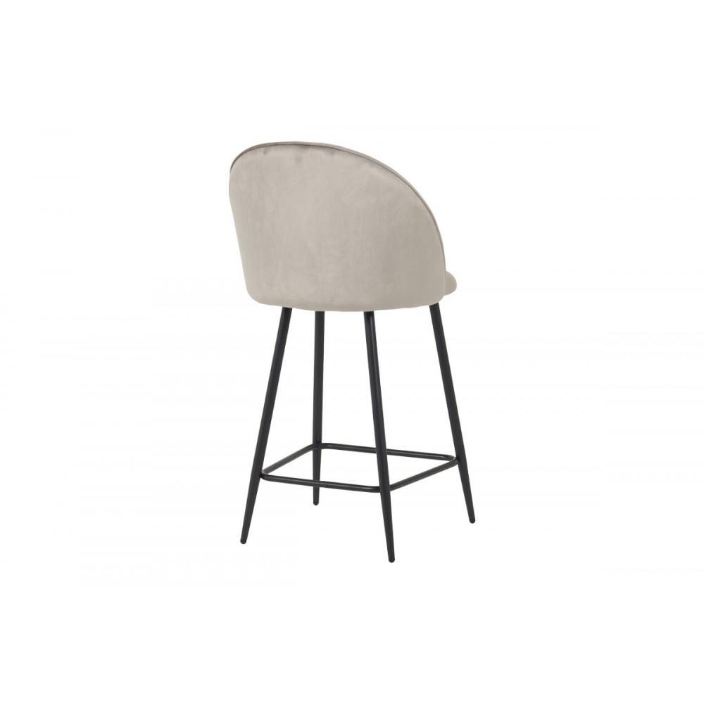 Σκαμπό μπαρ "PERCH" μεσαίου ύψους από βελούδο/μέταλλο σε χρώμα γκρι/μαύρο 50x43x99