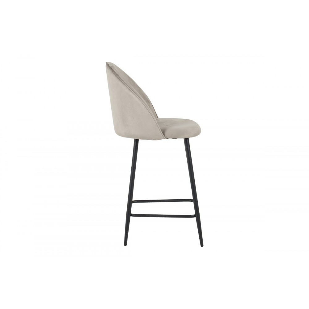 Σκαμπό μπαρ "PERCH" μεσαίου ύψους από βελούδο/μέταλλο σε χρώμα γκρι/μαύρο 50x43x99