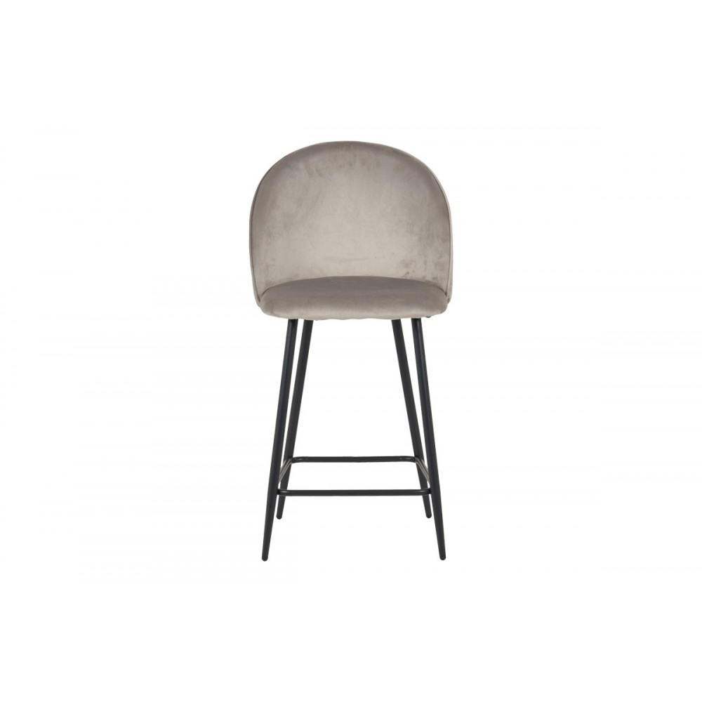 Σκαμπό μπαρ "PERCH" μεσαίου ύψους από βελούδο/μέταλλο σε χρώμα γκρι/μαύρο 50x43x99