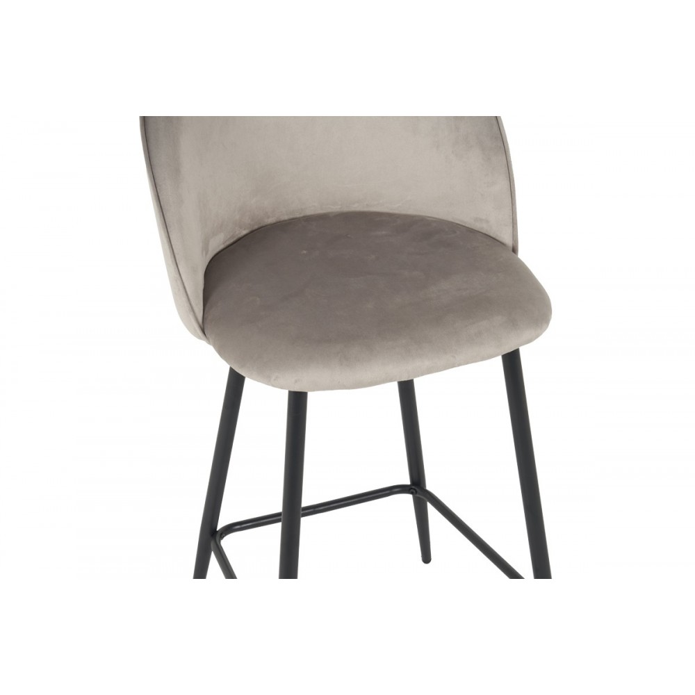 Σκαμπό μπαρ "PERCH" μεσαίου ύψους από βελούδο/μέταλλο σε χρώμα γκρι/μαύρο 50x43x99