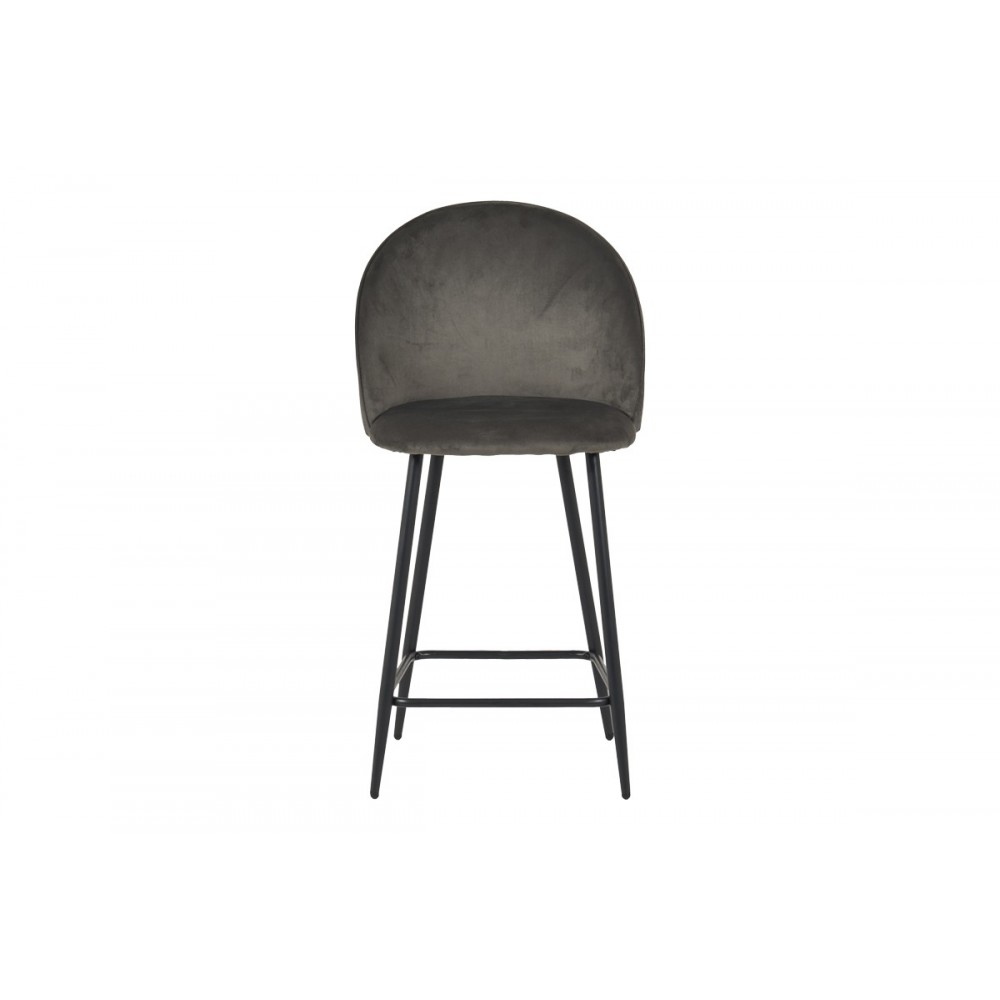 Σκαμπό μπαρ "PERCH" μεσαίου ύψους από βελούδο/μέταλλο σε χρώμα ανθρακί/μαύρο 50x43x99