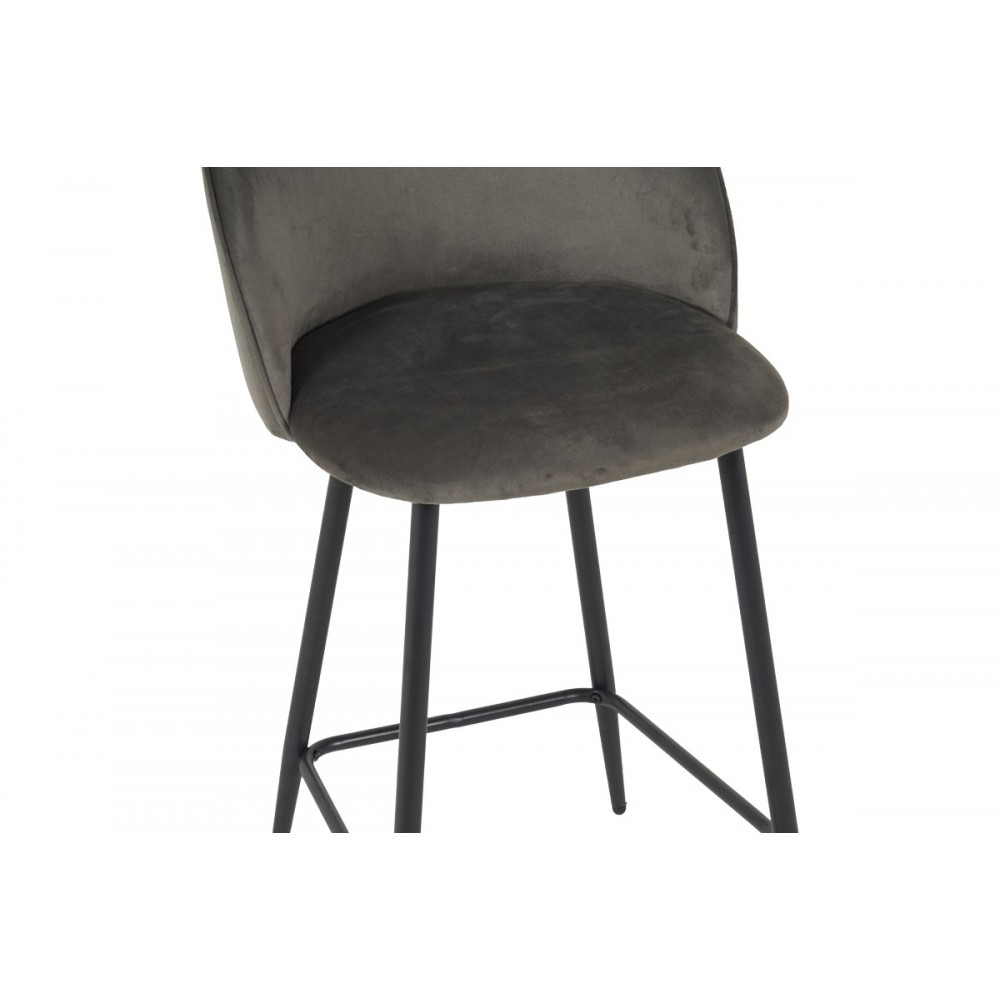 Σκαμπό μπαρ "PERCH" μεσαίου ύψους από βελούδο/μέταλλο σε χρώμα ανθρακί/μαύρο 50x43x99