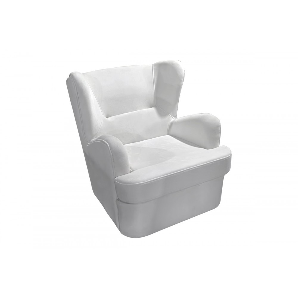 Πολυθρόνα "REGALO" από βελούδο σε χρώμα λευκό 75x88x85