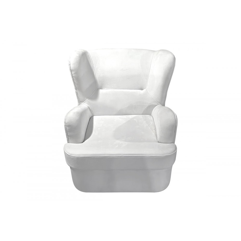 Πολυθρόνα "REGALO" από βελούδο σε χρώμα λευκό 75x88x85