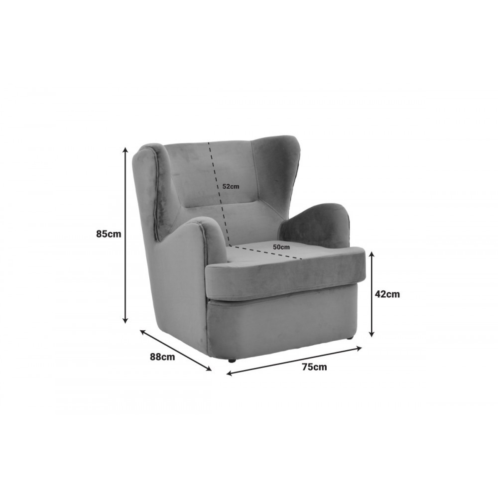 Πολυθρόνα "REGALO" από βελούδο σε χρώμα λευκό 75x88x85