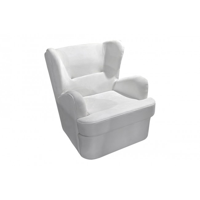 Πολυθρόνα "REGALO" από βελούδο σε χρώμα λευκό 75x88x85