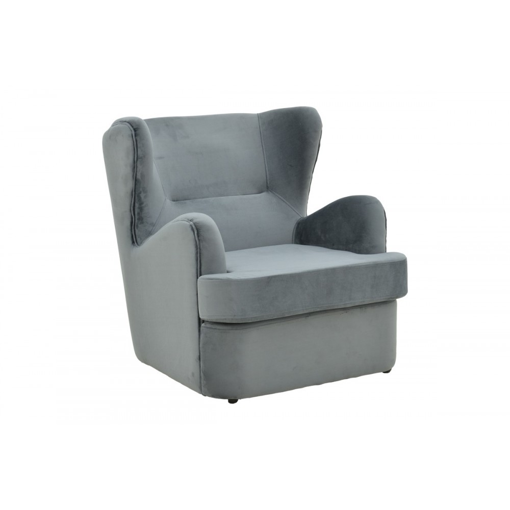 Πολυθρόνα "REGALO" από βελούδο σε χρώμα ανθρακί 75x88x85