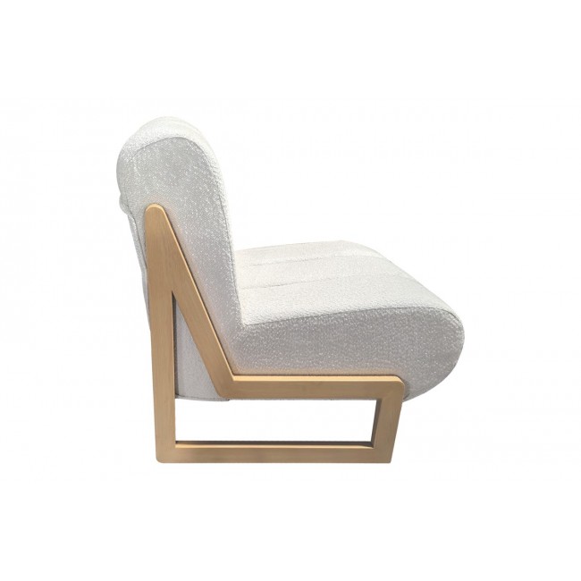 Πολυθρόνα "COCOON" από ύφασμα/ξύλο σε χρώμα λευκό/φυσικό 65x75x77