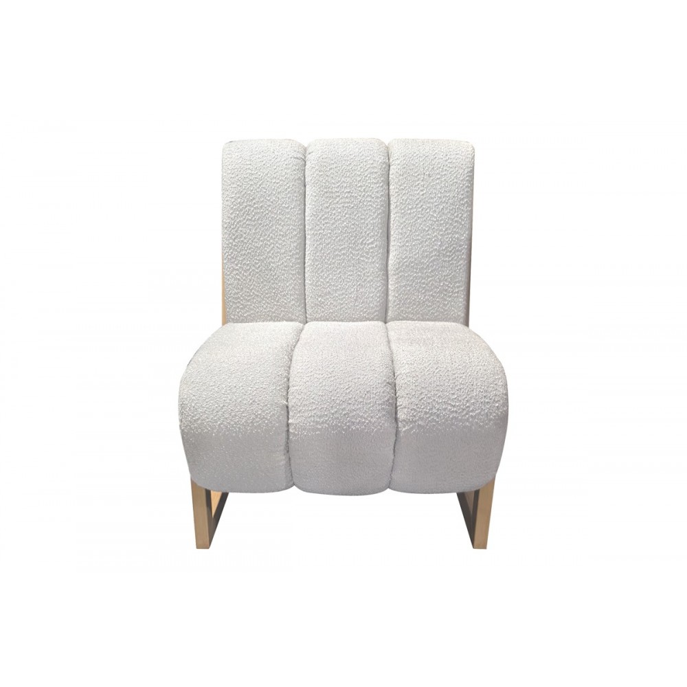 Πολυθρόνα "COCOON" από ύφασμα/ξύλο σε χρώμα λευκό/φυσικό 65x75x77