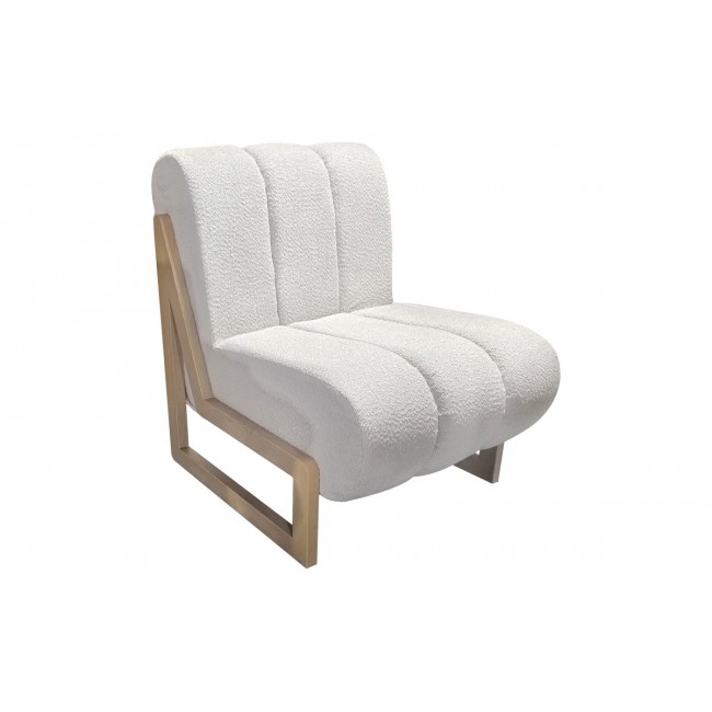 Πολυθρόνα "COCOON" από ύφασμα/ξύλο σε χρώμα λευκό/φυσικό 65x75x77