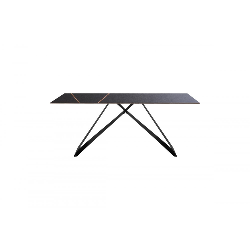 Τραπέζι "MEJA" από sintered stone/μέταλλο σε χρώμα μαύρο μαρμάρου 180x90x76