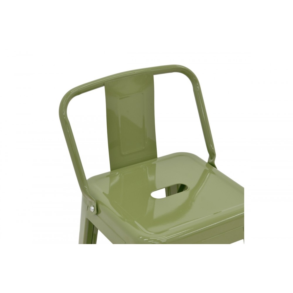 Σκαμπό μπαρ με πλάτη "UTOPIA" από μέταλλο σε χρώμα λαδί 42x42x97