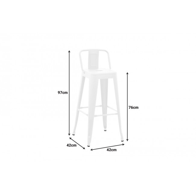 Σκαμπό μπαρ με πλάτη "UTOPIA" από μέταλλο σε χρώμα λευκό ματ 42x42x97