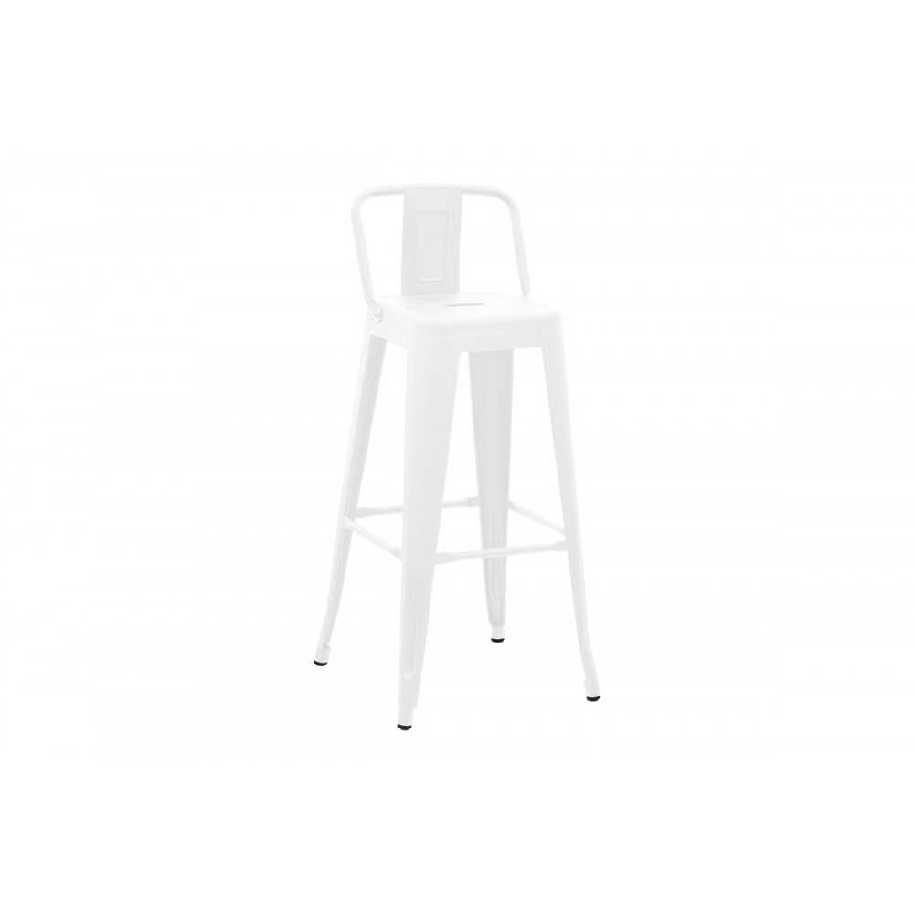 Σκαμπό μπαρ με πλάτη "UTOPIA" από μέταλλο σε χρώμα λευκό ματ 42x42x97