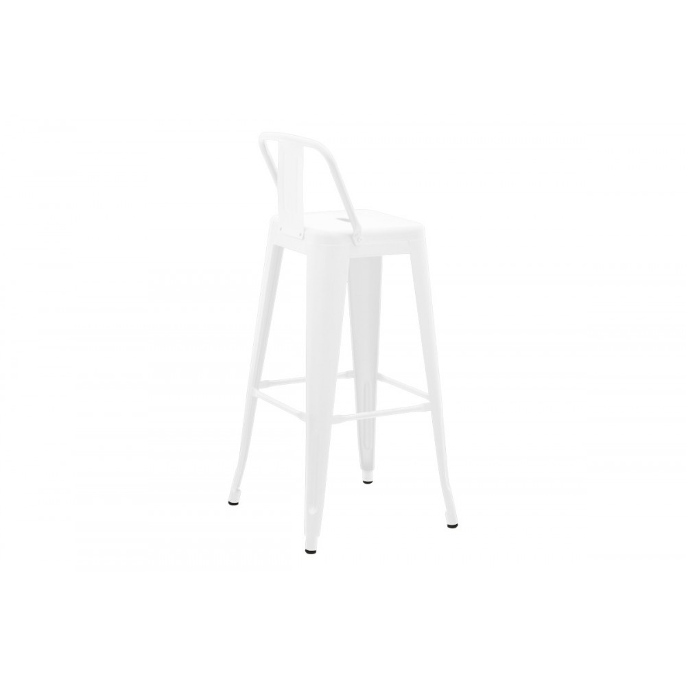 Σκαμπό μπαρ με πλάτη "UTOPIA" από μέταλλο σε χρώμα λευκό ματ 42x42x97