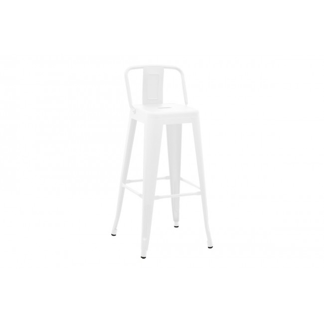 Σκαμπό μπαρ με πλάτη "UTOPIA" από μέταλλο σε χρώμα λευκό ματ 42x42x97