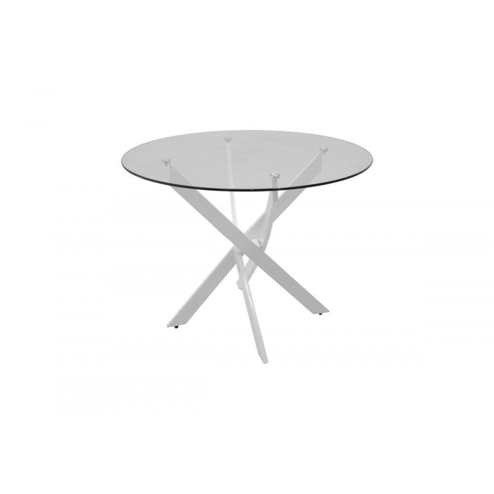 Τραπέζι "ANTORO" από γυαλί/μέταλλο σε χρώμα λευκό Φ80x75