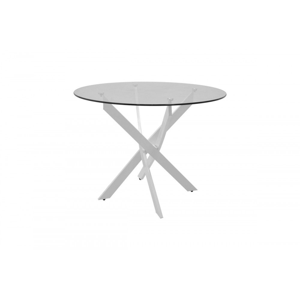 Τραπέζι "ANTORO" από γυαλί/μέταλλο σε χρώμα λευκό Φ80x75