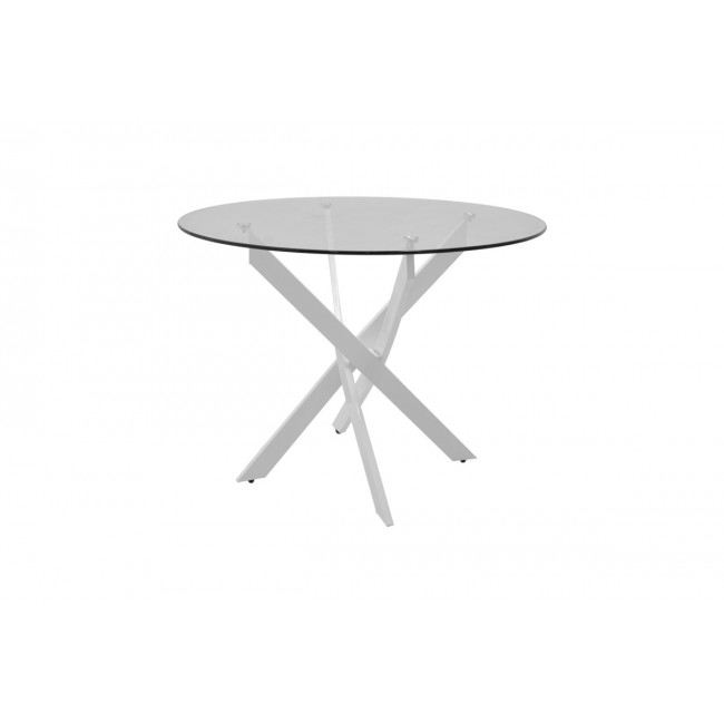 Τραπέζι "ANTORO" από γυαλί/μέταλλο σε χρώμα λευκό Φ80x75