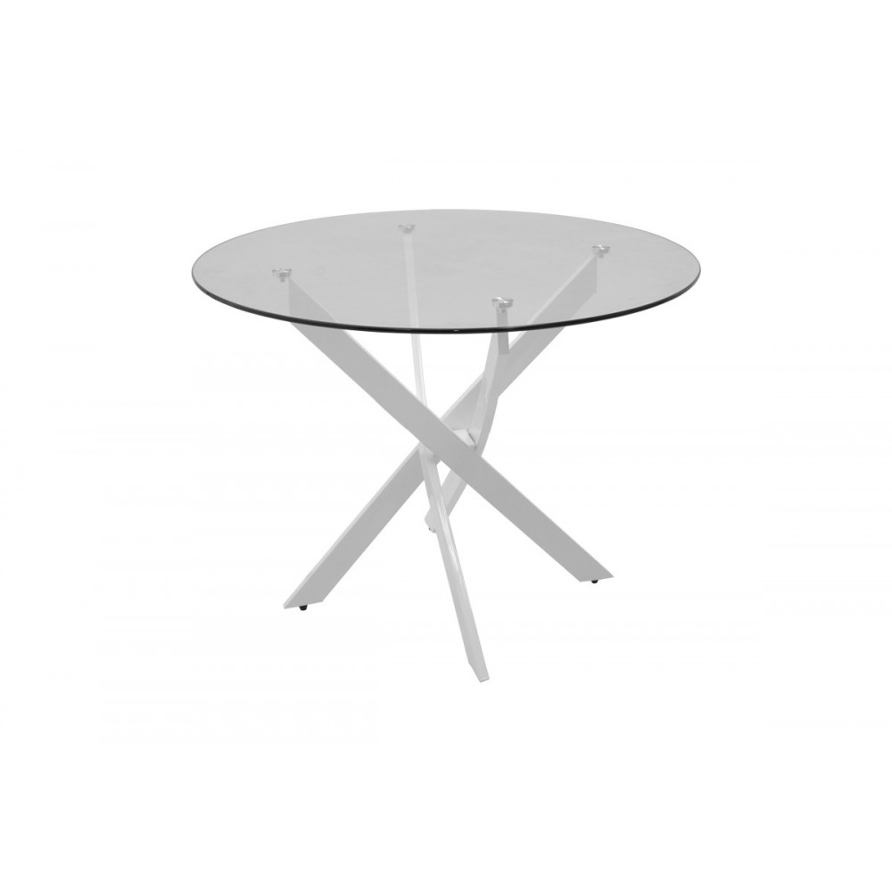 Τραπέζι "ANTORO" από γυαλί/μέταλλο σε χρώμα λευκό Φ100x75