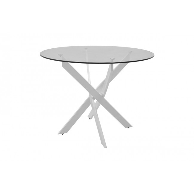 Τραπέζι "ANTORO" από γυαλί/μέταλλο σε χρώμα λευκό Φ100x75