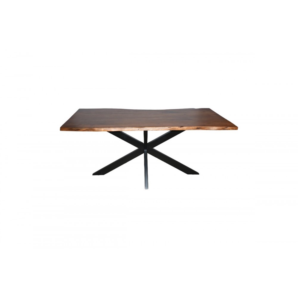 Τραπέζι "LENOUA" από ξύλο/μέταλλο σε χρώμα καρυδί/μαύρο 180x90x76