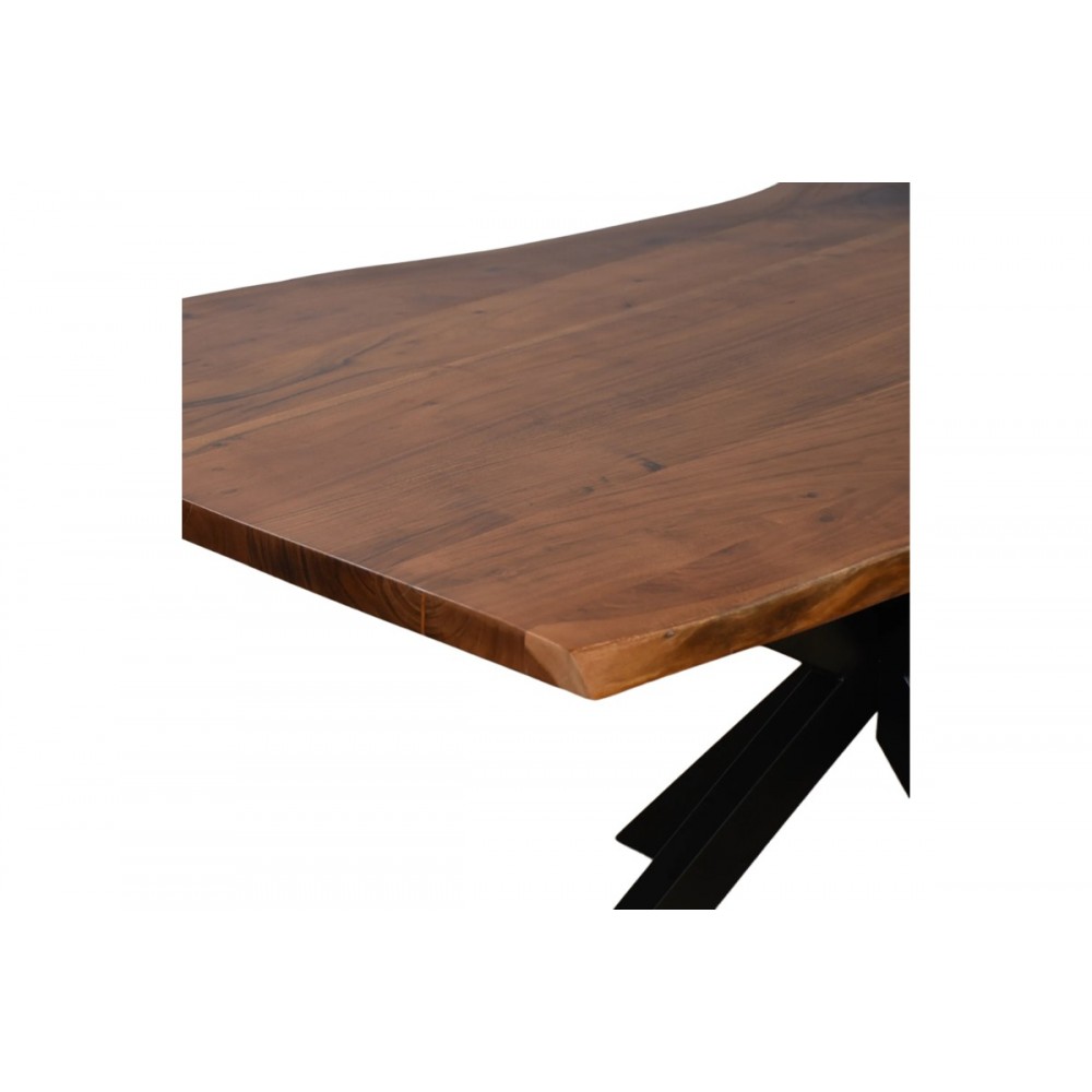 Τραπέζι "LENOUA" από ξύλο/μέταλλο σε χρώμα καρυδί/μαύρο 180x90x76