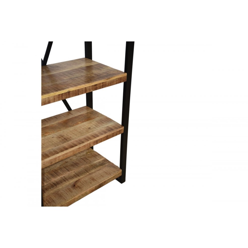 Βιβλιοθήκη "MILES" από ξύλο/μέταλλο σε χρώμα φυσικό/μαύρο 80x40x180