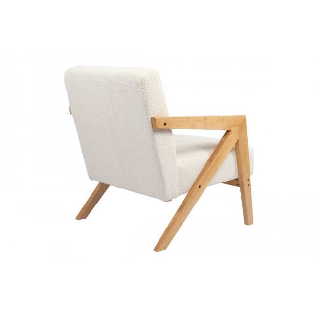 Πολυθρόνα "GARIFA" από ύφασμα/rubberwood σε χρώμα λευκό/φυσικό 79x75x75