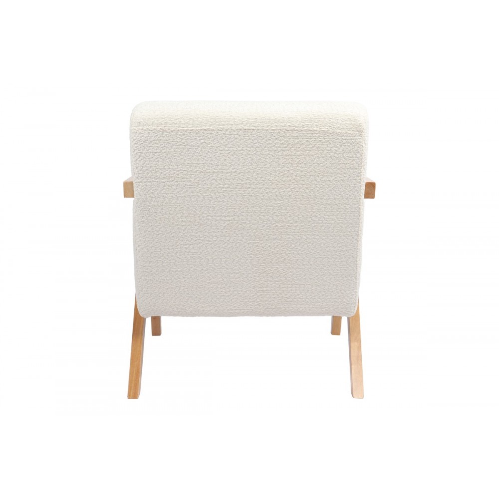 Πολυθρόνα "GARIFA" από ύφασμα/rubberwood σε χρώμα λευκό/φυσικό 79x75x75