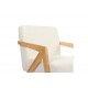 Πολυθρόνα "GARIFA" από ύφασμα/rubberwood σε χρώμα λευκό/φυσικό 79x75x75
