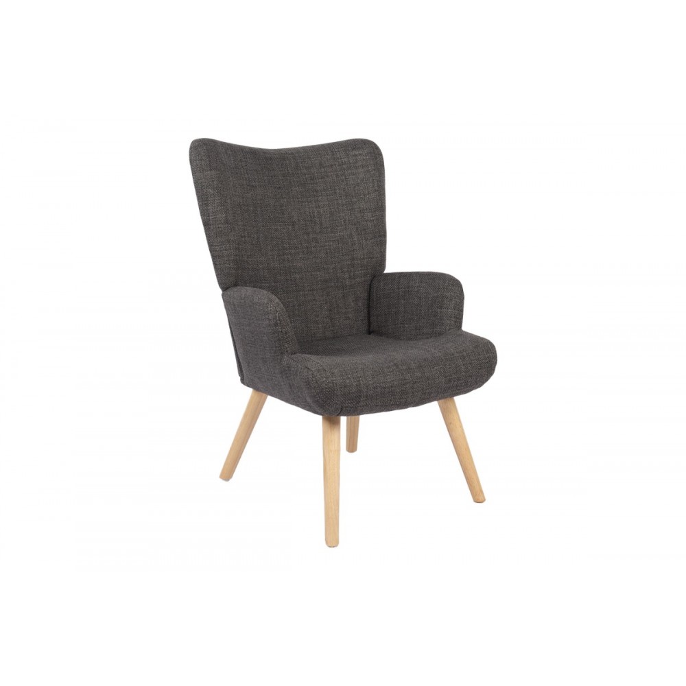 Πολυθρόνα-μπερζέρα "GERLINA" από ύφασμα/rubberwood σε χρώμα ανθρακί/φυσικό 71x64x94