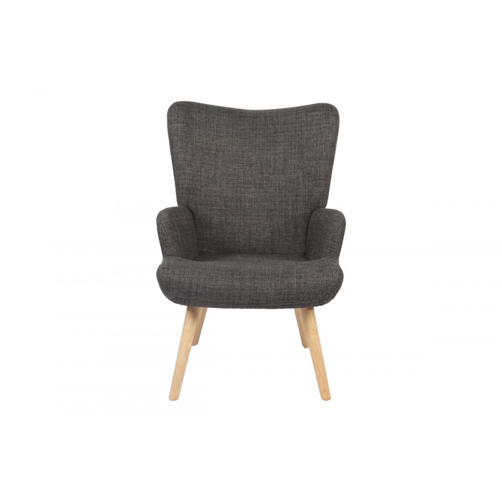 Πολυθρόνα-μπερζέρα "GERLINA" από ύφασμα/rubberwood σε χρώμα ανθρακί/φυσικό 71x64x94