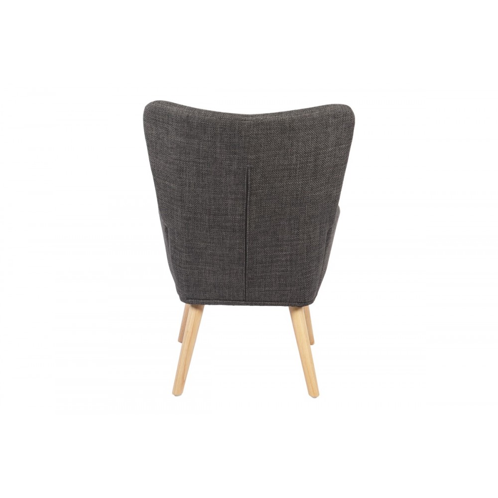 Πολυθρόνα-μπερζέρα "GERLINA" από ύφασμα/rubberwood σε χρώμα ανθρακί/φυσικό 71x64x94